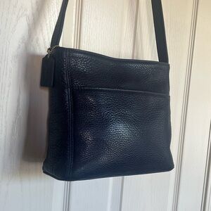 COACH Vintage Sonoma Pocket Zip Crossbody Bag in Navy Blue Pebbled Leather